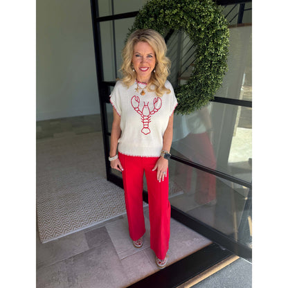 Entro - Embroidered ‘Lobster’ top 9853 - Cream
