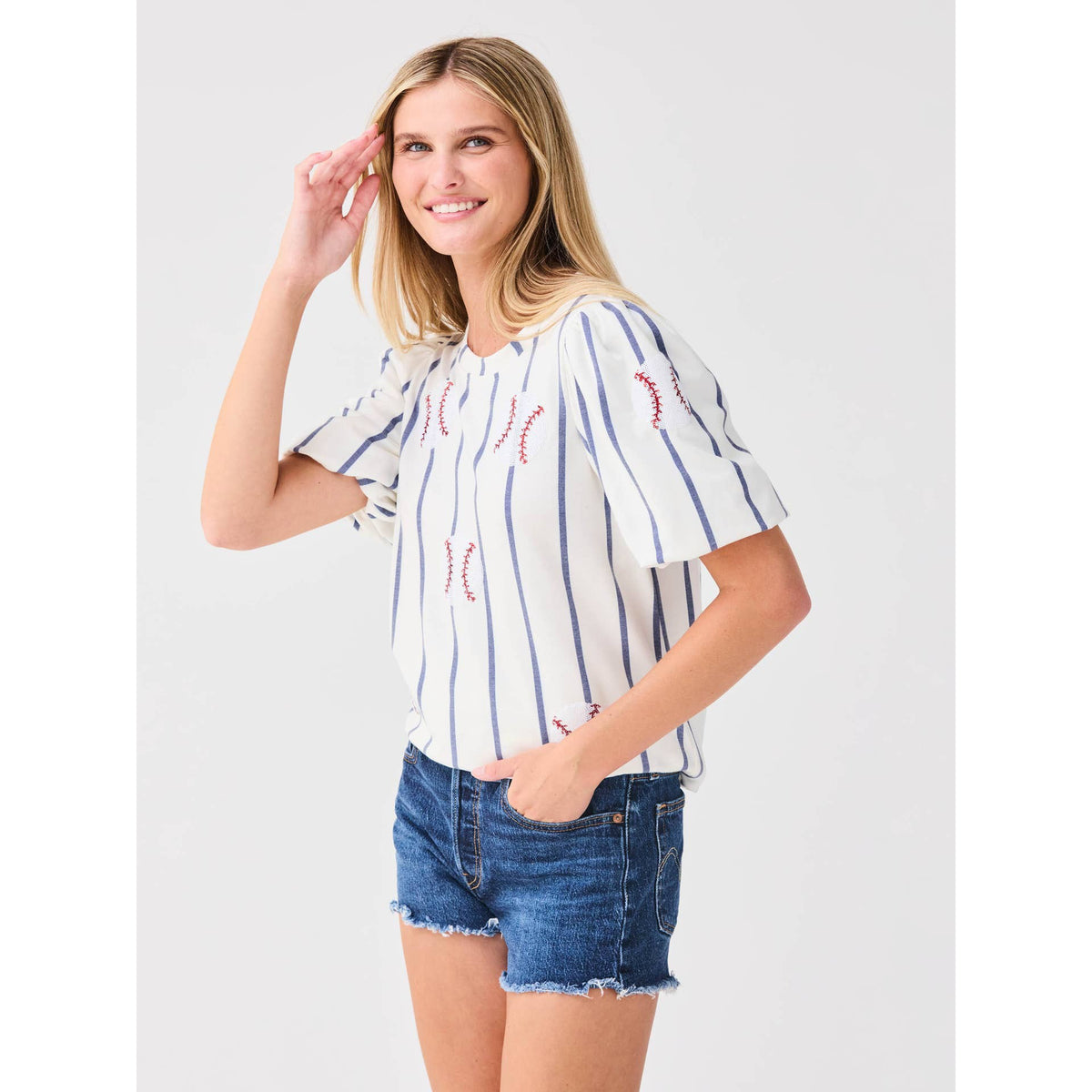 Tina Top – Sequin Baseball Stripe Top - SALE was $62.95