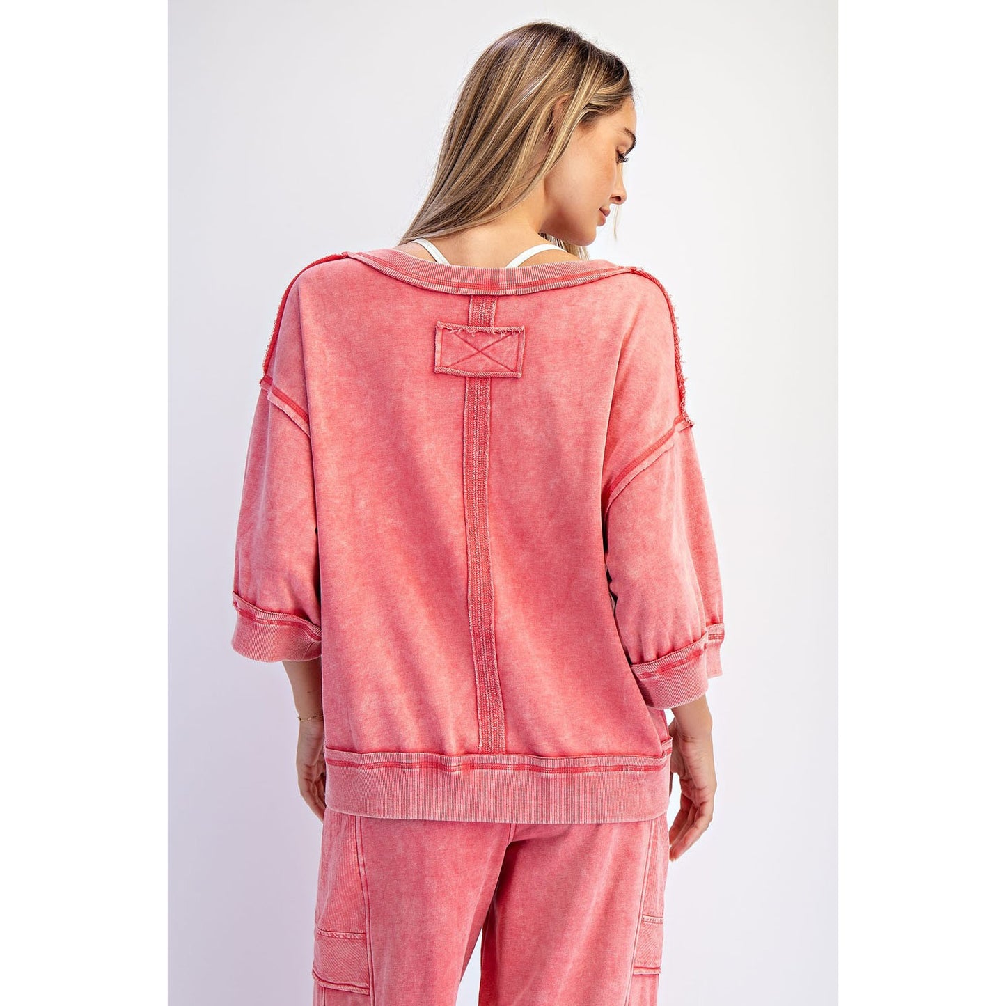 Candy Red Mineral Washed Terry Lounge Set 0110/6446