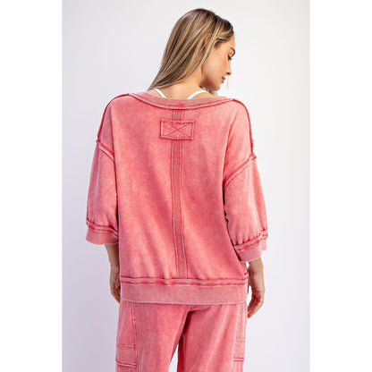 Candy Red Mineral Washed Terry Lounge Set 0110/6446