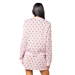 Queen of Sparkles - Pink & Red Polka Dot Wreath Knit Sweater