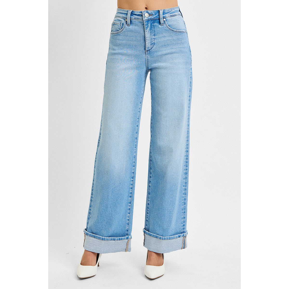 Risen - Tummy Control High Rise Long Inseam Wide Cuffed 1046 - Light