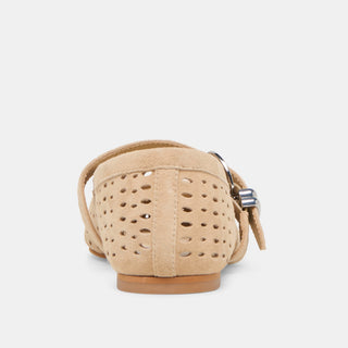 Dolce Vita MIKEL Perforated Suede Ballet Flats Shoe– Camel
