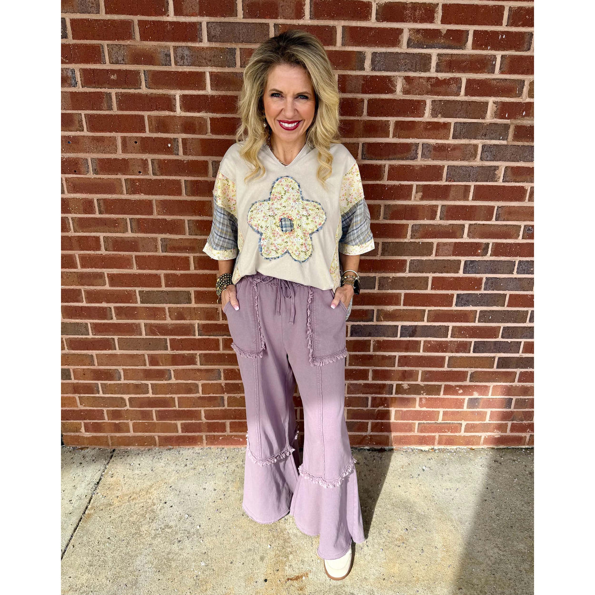 Easel - Wide Leg, Mineral Washed, Terry Pants 7698 - Mocha