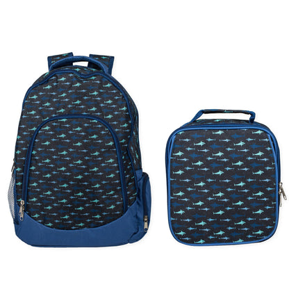 Shark Pattern Backpack & Lunchbag Set - SALE
