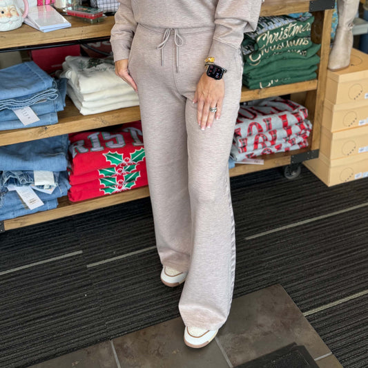 RDI - Erika Soft Knit Jogger Pants w Satin Trim 029 - Taupe