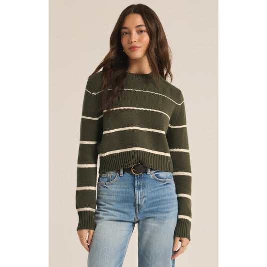 Z Supply - Milan, Striped Sweater 3881 - Olive
