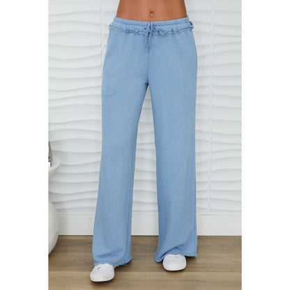 Milio Milano Raw Edge Wide Leg Sweatpants – Denim Blue