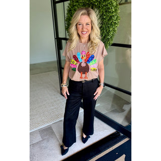 Queen of Sparkles - Light Brown Rainbow Flower Turkey Tee