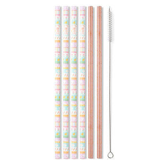 Swig - Reusable Straws Bunny Trail + Peach Glitter Tall Straw Set