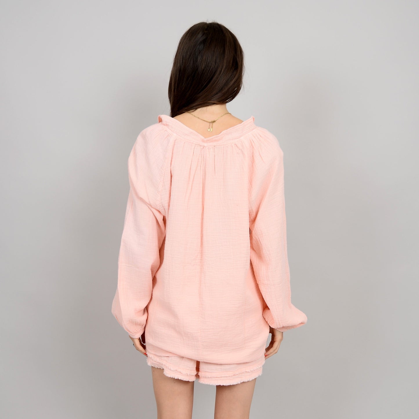 RDI - Milana, Puff Sleeve, Long Sleeve, V-Neck Top 029 - Dusty Peach SALE was $62.95