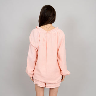 RDI - Milana, Puff Sleeve, Long Sleeve, V-Neck Top 029 - Dusty Peach SALE was $62.95
