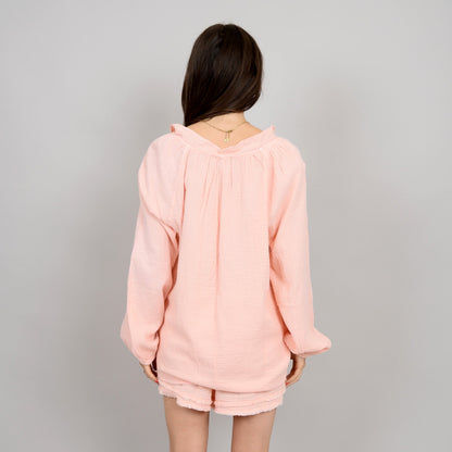 RDI - Milana, Puff Sleeve, Long Sleeve, V-Neck Top 029 - Dusty Peach SALE was $62.95