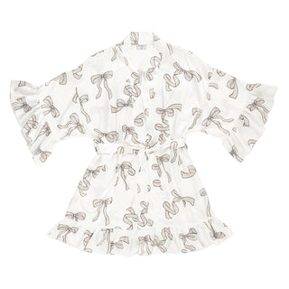 Bella -  Ruffled Satin Robe 0672 - Flax Bows