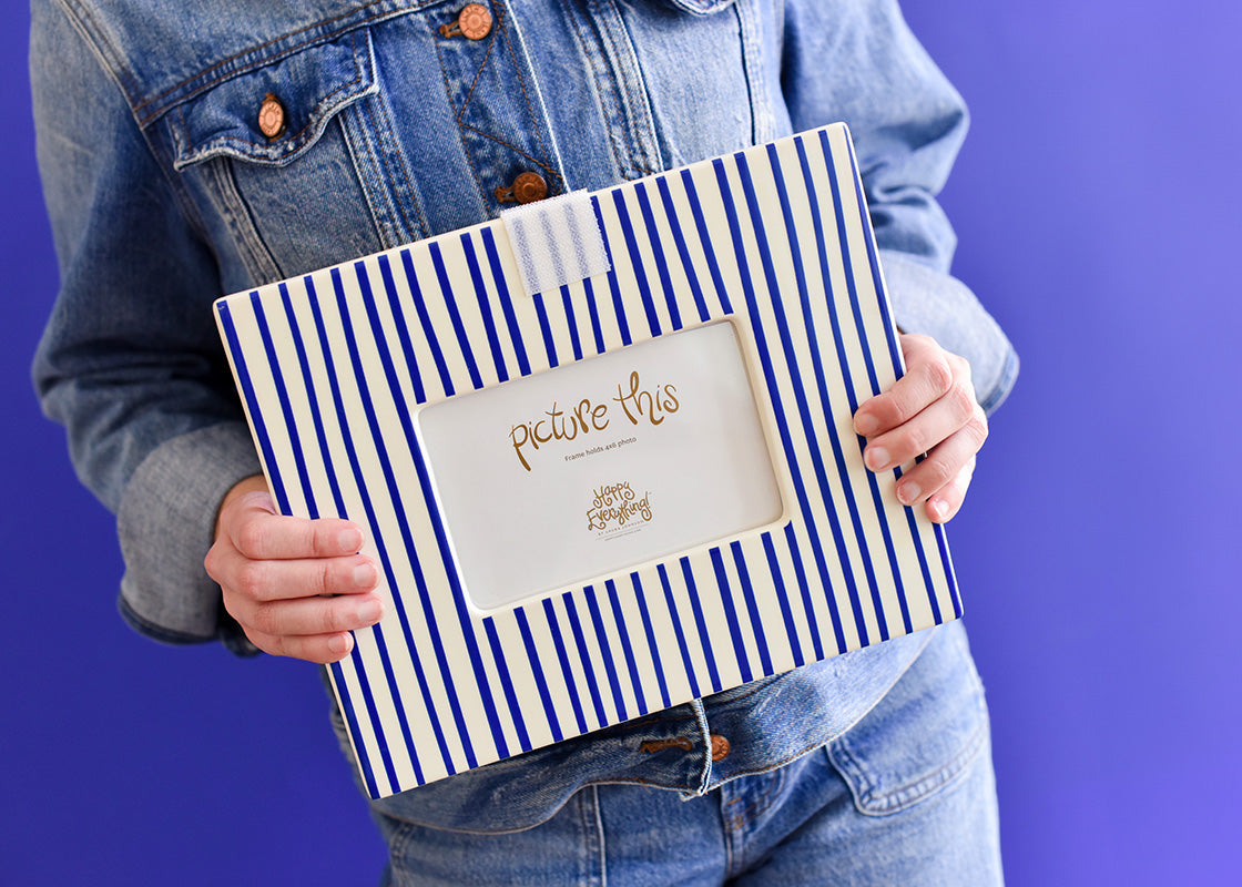 Coton Colors - Skinny Stripe Mini Picture Frame - Indigo