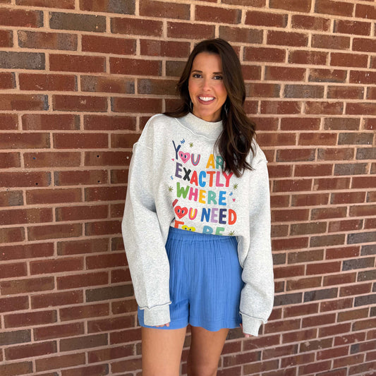 Reversible Inspirational Sweatshirt – “You Are Exactly Where You Need to Be” / “Life Is Good” 5942 - Heather Grey