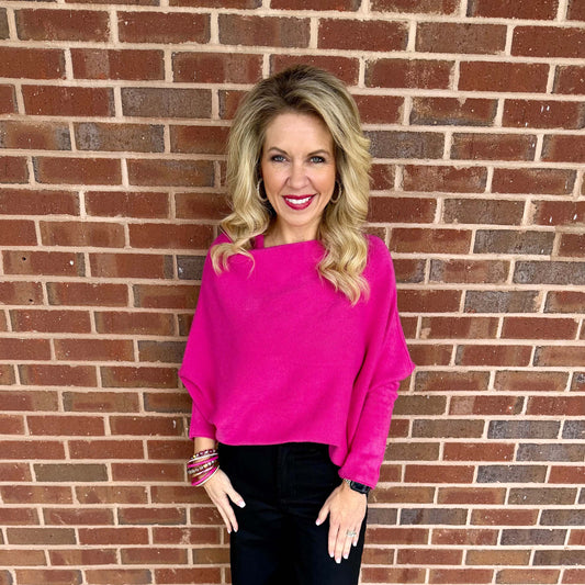 Milio Milano - Asymmetrical sweater 37709/330105 - Fuchsia