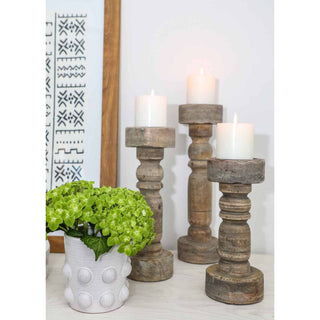 Mud Pie - Chunky Wood Candlesticks