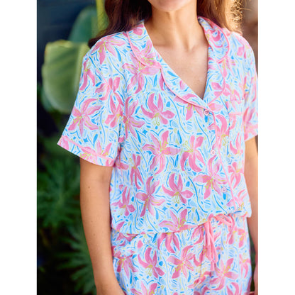 MS - Women's Charlotte Shorts Set - Hibiscus Harmony White *
