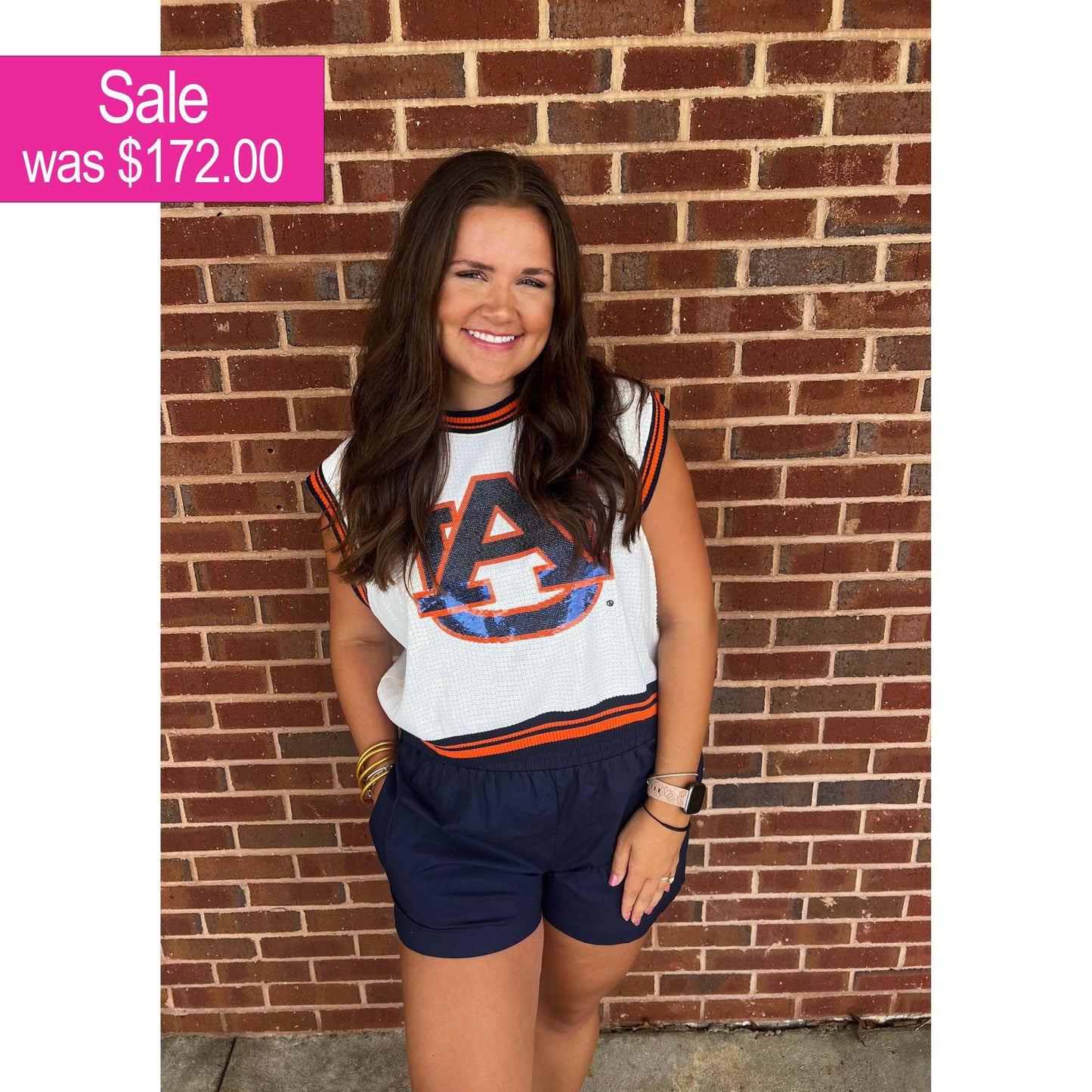 Queen of Sparkles -  Auburn Mascot Full Sequin Tank Top GD25AUB46 - White - SALE