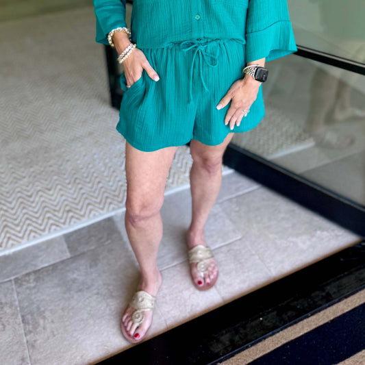 Daylight Airy Gauze Shorts – Rainforest (Pairs with Helena Shirt)