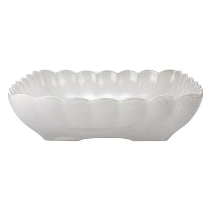 CC - Stoneware Serving Dishes w/ Scalloped Edge, Matte White, Set of 4