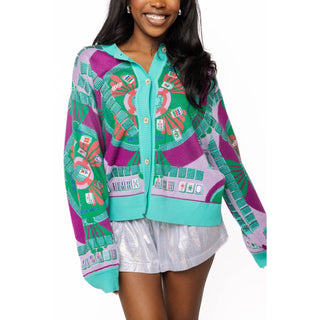 Queen of Sparkles  - Multi Mahjong Button-Up Cardigan - Multi Color