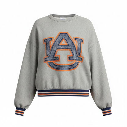 Queen of Sparkles Licensed Auburn Grey Gingham Mascot Mock Neck Sweatshirt