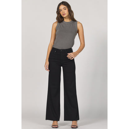 Dear John - High Rise, Wide Leg, Raw Hem, Fiona Jeans 306 - Black Arrow
