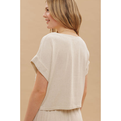 BP - Linen, Short Sleeve, Box Top & Pleated Pants Set 1009 - Oatmeal
