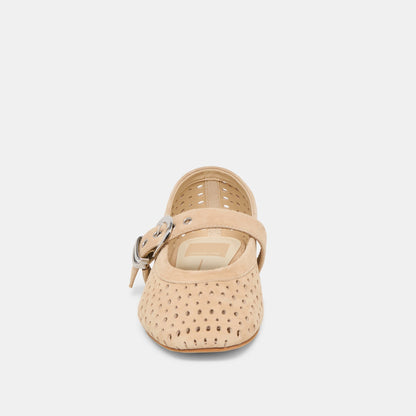 Dolce Vita MIKEL Perforated Suede Ballet Flats – Camel