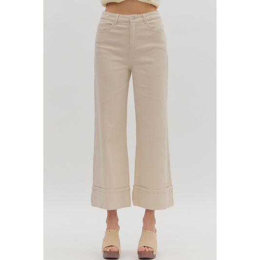 ENTRO -  Mid Rise, Ankle Pants 7856 - Sand