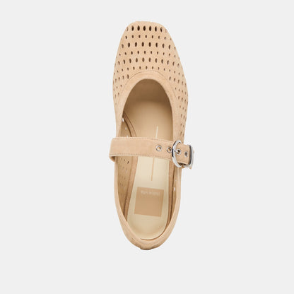 Dolce Vita MIKEL Perforated Suede Ballet Flats – Camel