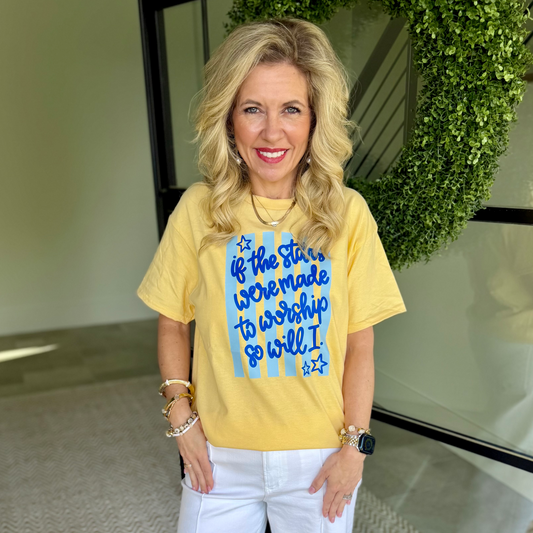 If the Stars Were Made to Worship Tee – Butter Yellow Comfort Colors Graphic T-Shirt