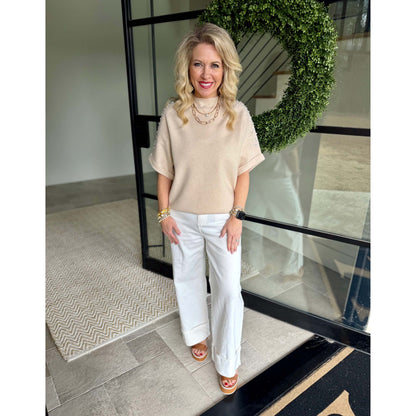 SAB - Embellished Short-sleeve Top 6048 - Cream