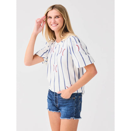 Tina Top – Sequin Baseball Stripe Top - SALE was $62.95