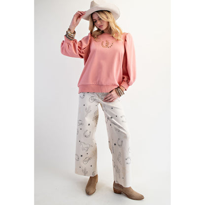 Easel - Western Printed Stretch Twill Pants 6764 - Latte