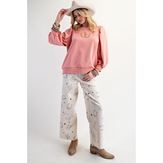 Easel - Western Printed Stretch Twill Pants 6764 - Latte