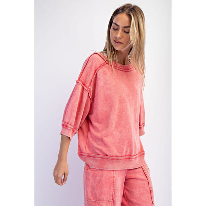 Candy Red Mineral Washed Terry Lounge Set 0110/6446