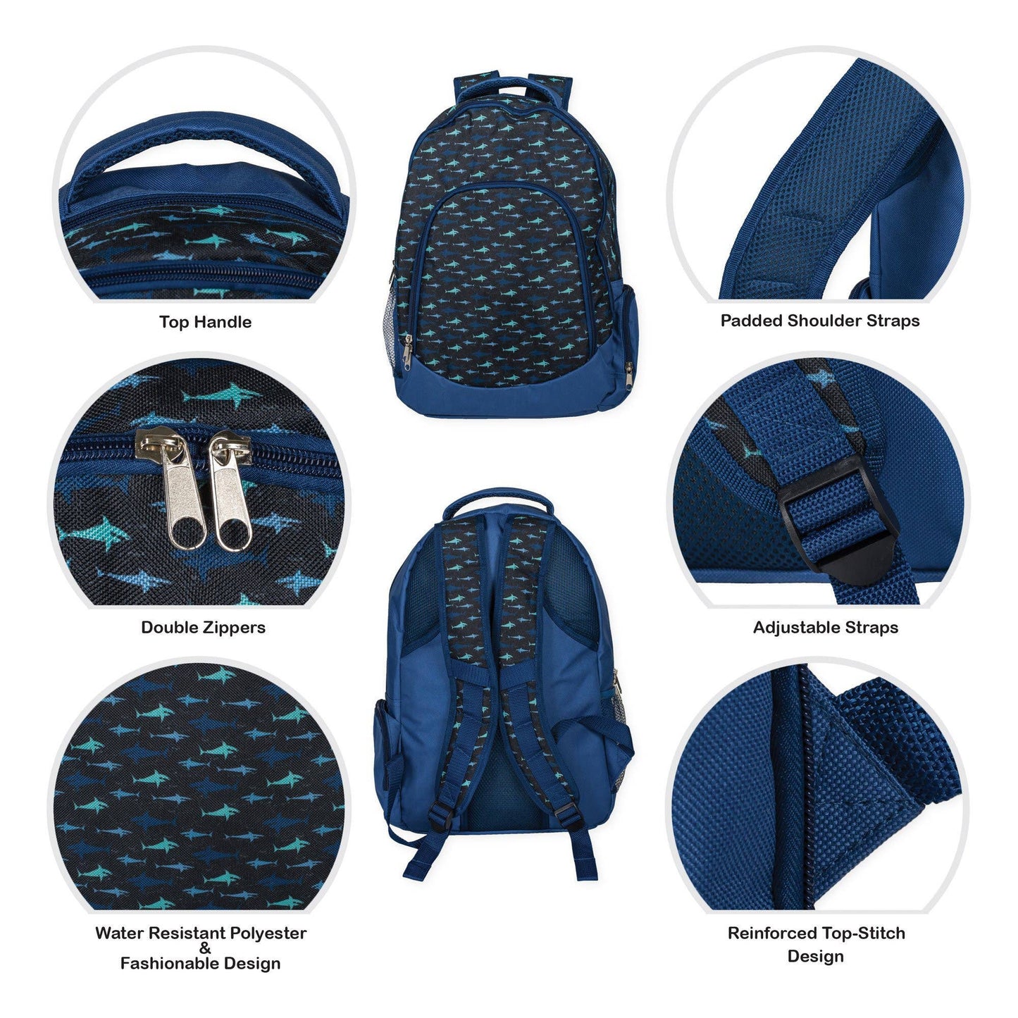 Shark Pattern Backpack & Lunchbag Set - SALE