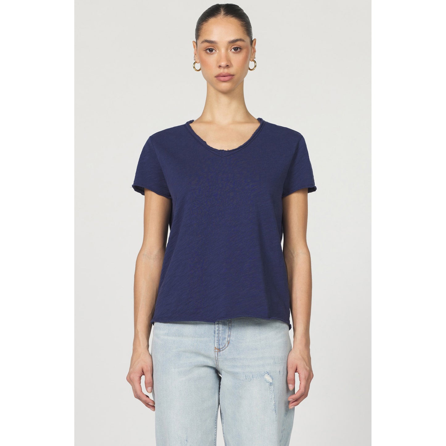 Dear John - Vanya Slub V-Neck Top – Black Iris