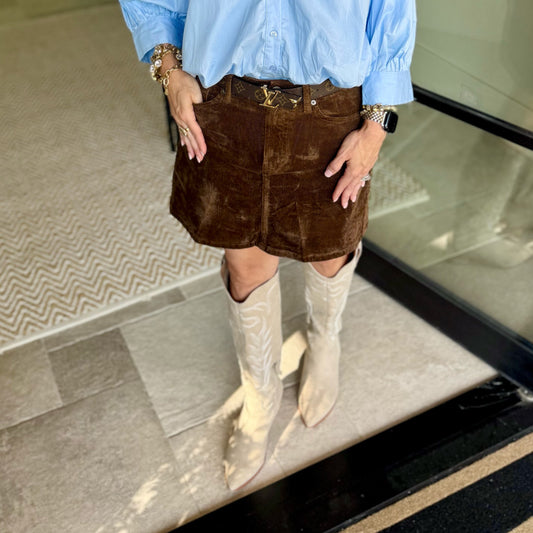 Dear John - Quinn Corduroy Mini Skirt –143  Cappuccino