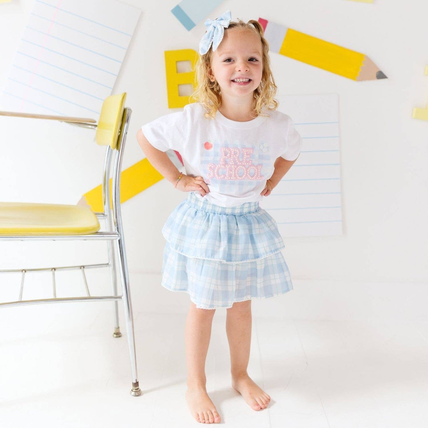Blue Plaid Bow Clip - Hair Bows - Back To School - SALE