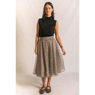 A Line Polka Dot Midi Skirt