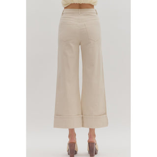 ENTRO -  Mid Rise, Ankle Pants 7856 - Sand