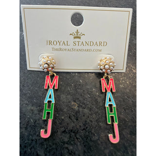 Mahjong, Pearl Drop Earrings - Gold