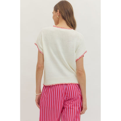 Entro - Embroidered ‘Lobster’ top 9853 - Cream