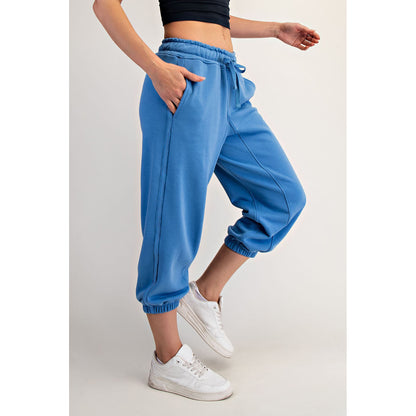 Rae Mode - French Terry Bubbled Half Sleeve Top & Cropped Jogger Pants Set 0111/6459 - Aqua Splash