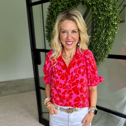 Jessica Top – Garden Samba Pink Floral - SALE was $54.95