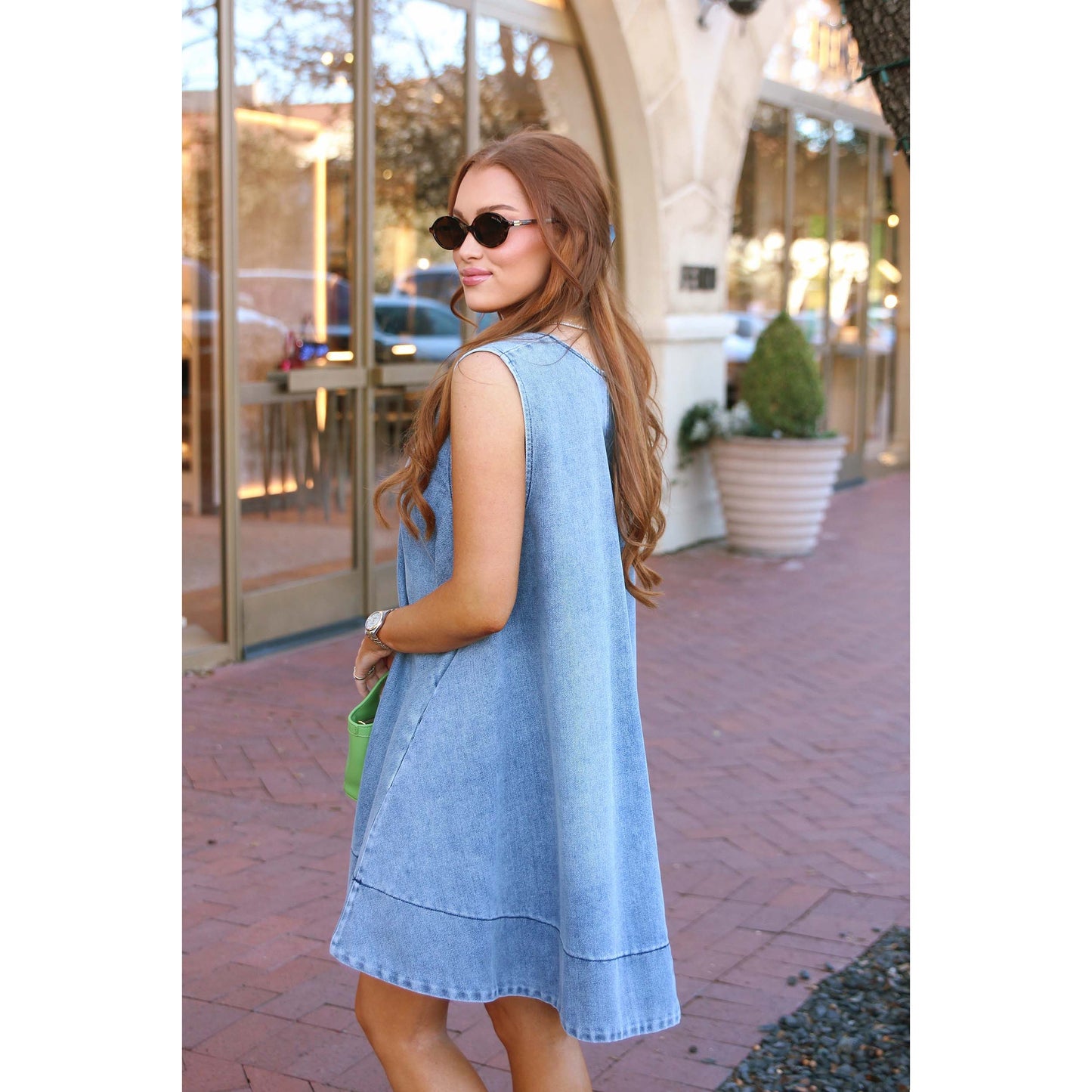 Karlie - Denim Scoop Sleeveless Dress